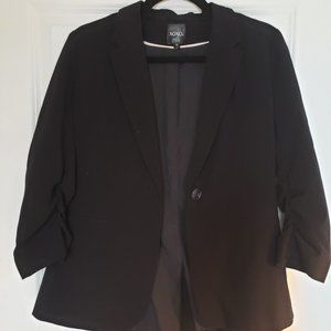 Large XOXO Boyfriend Ruched Black Blazer (Machine Washable!)